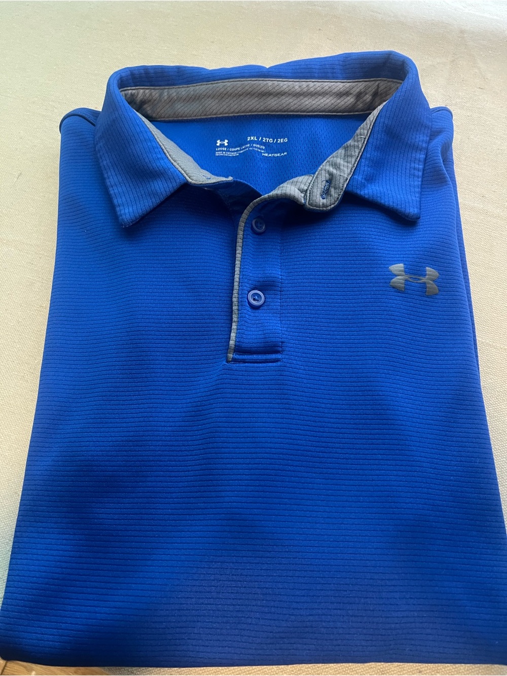 Under Armour Men’s Royal Blue Polo with Gray Trim Size 2XL